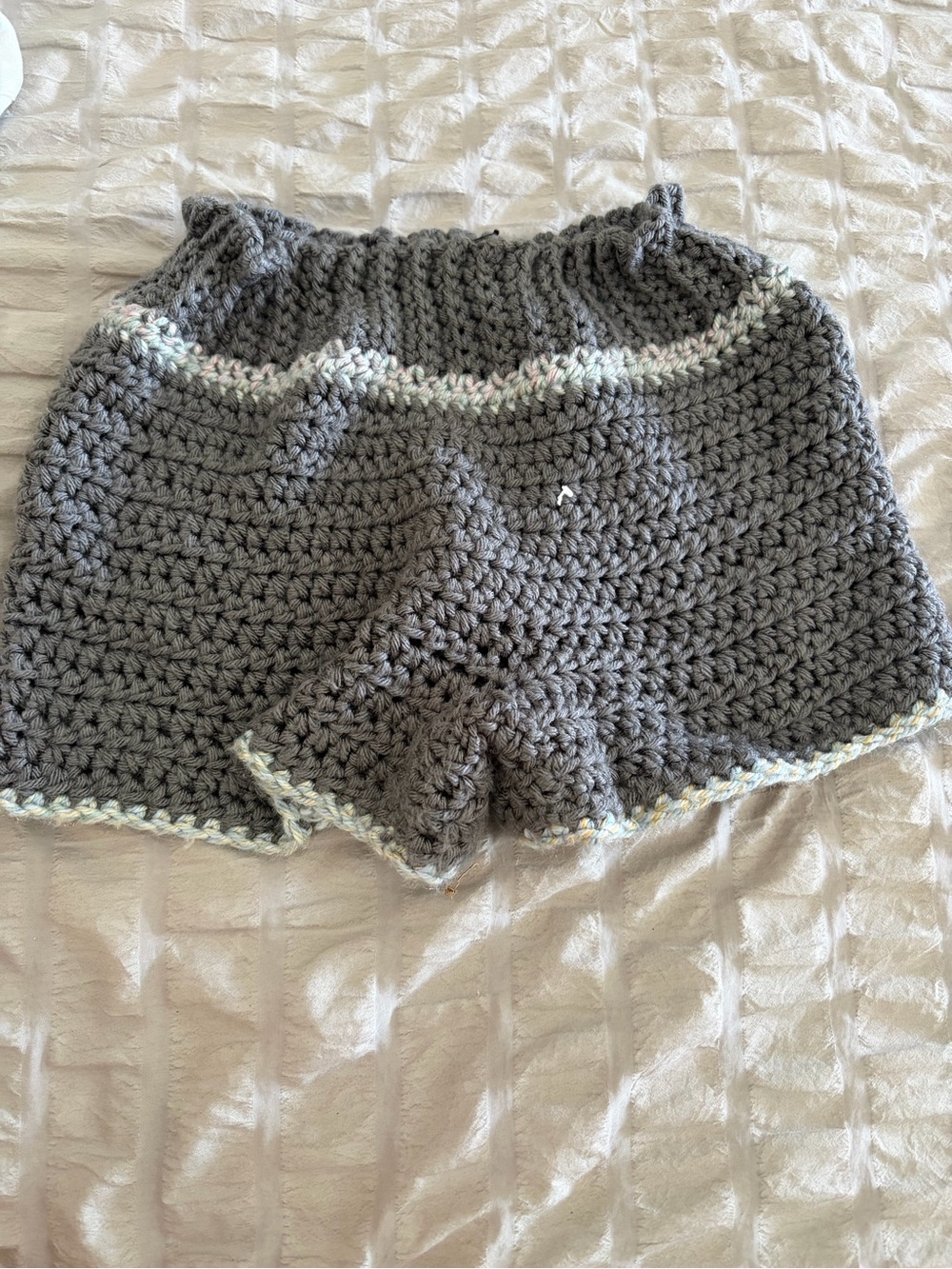 & Other Stories Gray Crochet Athletic Shorts with Soft Trim